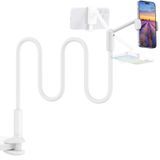 SAIJI Gooseneck Yatak için Telefon Tutacağı, 360° Döndürme Destek Çubuğu Tek Elle Ayarlanabilir Cep Telefonu Standı, Tüm 4,7-7 inç Cihazlarla Uyumlu (Beyaz)