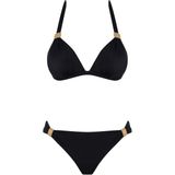 Sailor Moda Aksesuarlı Kaplı Destekli Bikini Takım - Siyah - 36