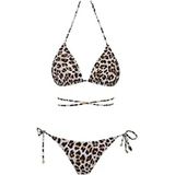 Sailor Moda Brezilya Üçgen İpli Kahverengi Bikini Takım Slr 406 Düz Desenli Dokuma Kumaş Kadın - 34