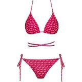 Sailor Moda Pembe Düz Desenli Brezilya Üçgen Ipli Bikini Takım Dokuma Kumaş Kadın - 34