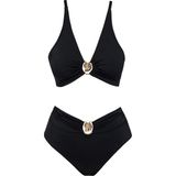 Sailor Moda Tasarım Yüksek Bel Bikini Takım Siyah Renk %80 Polyamide %20 Elastane Kadın - 36