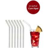 Saint Belisama 6 Adet Şeffaf Cam Eğimli Pipet - Cam Pipet 6'lı - Çok Renkli