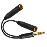 Sairps 1/4 Bölücü Erkek - Çift 1/4 inç TRS Stereo Dişi Jack Splitter Kulaklık Adaptör Kablosu - 8 inç / 20 cm Çeyrek İnç Kordon