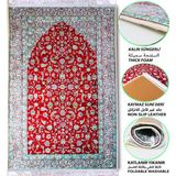 Sajda Mirage 3 CM Kalın Süngerli Seccade Kabartmalı Diz Ağrıtmaz Namazlık - 70x120 cm - 70 x 120 cm - Bordo