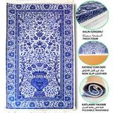 Sajda Mirage 3 CM Süngerli Kalın Osmanlı Çini Desenli Mavi Seccade Yumuşak Diz Ağrıtmaz Kaymaz Namazlık - Renkli - 70 x 120 cm