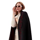 SAKAL İPLİKLİ BATTAL TRİKO OMUZ ŞALI, TRİKO ŞAL, KADIN, GENÇ, ANNE, SİYAH-BORDO