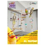 SAKAPET Dekoratif Ahşap Kuş Kafes Askısı Ve Oyun Parkuru