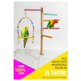 SAKAPET Kafes Üstü Kuş Eğlence Parkuru Doğal Masif Ahşap