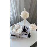 Şakayık gül 3’lü takım Kase ve 2 adet şakayık şamdan mum ve 2 şamdanlık