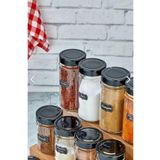 ŞAKİLATA CONCEPT 12'li Etiketli Deep Twist Cam Baharatlık Seti 255-350-500 Ml Siyah kapak Kavanoz Takımı