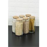 ŞAKİLATA CONCEPT Jumbo Boy 6'lı Kapaklı Vakumlu Cam Kavanoz - Baharat Bakliyat Takımı