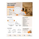 SAKİN ENERJİ 12W Sıva Altı Led Spot 3200K Gün Işığı Beyaz Kasa Dekoratif Tavan Aydınlatma