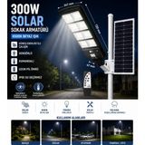 Sakin Enerji 300W Kumandalı Solar Güneş Enerjili Sokak Armatürü 6500K