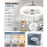 Sakin Enerji 35W 360° Fanlı Pervaneli LED Tavan Vantilatörü 3 Renk- Kumandalı - Beyaz