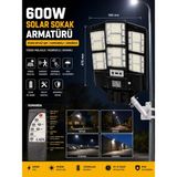 Sakin Enerji 600W Kumandalı Solar Güneş Enerjili Sokak Armatürü 6500K