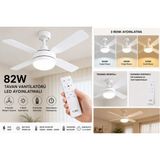 Sakin Enerji 82W LED Fanlı Pervaneli Ampul Kumandalı 3 Renkli Tavan Lambası - Beyaz