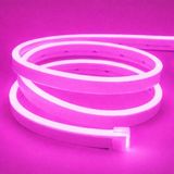 Sakin Enerji Neon Şerit LED 12V Volt Esnek Silikonlu Aydınlatma + Fiş Dahil Tak Çalıştır - 6 m - Pembe