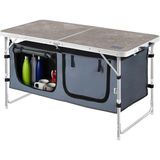 Saklama Dolaplı Kamp Masası, Outdoor Kamp Mutfağı, Kamp Dolabı, Katlanabilir Kamp Piknik Masası, Seyahat Mutfağı, Mutfak Dolabı, Depolama Bölmeli, Dış Mekan Mutfağı 120-60CM- Mermer Desenli