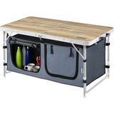 Saklama Dolaplı Kamp Masası, Outdoor Kamp Mutfağı, Kamp Dolabı, Katlanabilir Piknik Masası, Mutfak Dolabı, Depolama Bölmeli, Dış Mekan Mutfağı 90X50CM Naturel Meşe - 90 x 50 cm - 318-Kahve