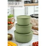 Saklama Kabı 3'lü Set 1550 - 1000 - 550ML Depolama Kutusu - Gıda Çerezlik Hobi Çok Amaçlı Box - Pastel Yeşil