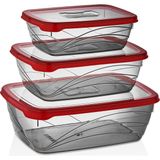 Saklama Kabı Maxi Set 3’lü – 1200, 1900 ve 3200 Ml, Sızdırmaz ve Çok Amaçlı - 3,2 lt - Kırmızı