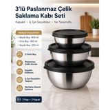 Saklama Kabı Seti 3'lü - Paslanmaz Çelik - 3 lü