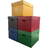Saklama Kutusu 5 Adet Dekoratif Depolama Kutusu Oyuncak Kutusu Arşiv Depolama Organizer 5 Renk Kutu 41X35X30H - Standart - Çok Renkli