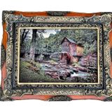 Saklı Değirmen Adlı İran Tebriz Halı Tablo 95x75cm - Duvar Halı Kilim Tablo