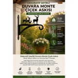 Saklı Home Dekoratif Geyikli Duvara Monte Çiçek Askısı-Dış Mekan Askı-Bahçe Saksı Tutacağı
