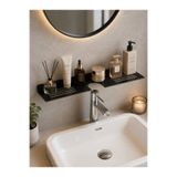 Saklı Home Dekoratif Metal Banyo Rafı | Lavabo Üstü Duvar Rafı | Duvara Monte Banyo Organizer ve Düzenleyici