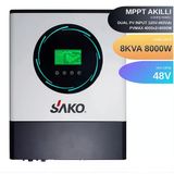 Sako 8Kva 8Kw 8000 Watt Tam Sinüs Akıllı H.v. Dual 90-450Vdc Mppt İnverter 48Vdc-220Vac İnvertör