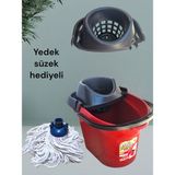 Sakr Hobi Market Temizlik Kovası Seti Paspas Mop - Kırmızı - ip püskül kırmızı kova