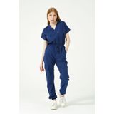 Saks Mavi Likralı Scrubs Kargo Cep Jogger Paça Doktor Hemşire Forması Yarasa Kol Takım Unisex