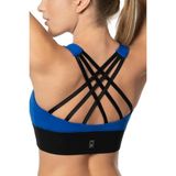Saks Mavi Yüksek Destekli Sırt Detaylı Kaplı Spor Sütyeni - XL