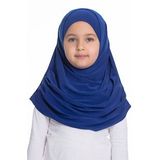 Saks Mavisi Pratik Hazır Geçmeli Çocuk Tesettür Bone Sandy Kumaş Kendinden Boneli 78_24