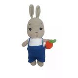 Saks Mavisi Tulumlu Havuçlu Bal Yanak Tavşan Amigurumi Organik Oyuncak