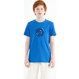 Saks Nakış İşleme Detaylı O Yaka Standart Kalıp Erkek Çocuk T-Shirt - 11115