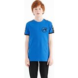 Saks Omuz Baskı Detaylı Standart Kalıp O Yaka Erkek Çocuk T-Shirt - 11121