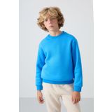 Saks Pamuklu Kalın İçi Tüylü Yumuşak Dokulu Standart Fit Nakışlı Erkek Çocuk Sweatshirt - 11232