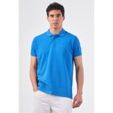 Saks Polo Yaka Pamuklu Düz Renk Slim Fit Erkek T-shirt - 3XL