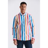 Saks Slim Fit Çizgili %100 Pamuk Gömlek