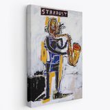 Saksafon Jean Michel Basquiat Sokak Sanatı, PopArt Dekoratif Kanvas Tablo, Duvar Dekoru 4963