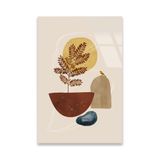 Saksı Bitki ve Kuş Minimalist Boho Cam Tablo – 50x70 cm | Duvar Dekoru