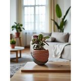 Saksı – Drenaj Tabağı ile Modern Tasarım Kahverengi