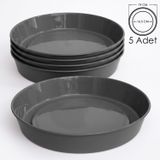 Saksı Tabağı Klasik Tabak Parlak Plastik Altlık (Antrasit, 16.5cm)