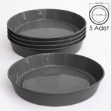 Saksı Tabağı Klasik Tabak Parlak Plastik Altlık (Antrasit, 9.5cm)