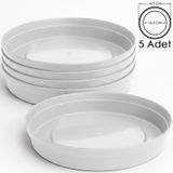 Saksı Tabağı Klasik Tabak Parlak Plastik Altlık (Beyaz, 13.5cm)