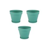 Saksı YS02 – 3'lü Set, Yeşil | 1.7 Litre, 160 mm Ağız Çapı | Alt Sulamalı Modern Plastik S