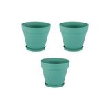 Saksı YS02 – 3'lü Set, Yeşil | 1.7 Litre, 160 mm Ağız Çapı | Alt Sulamalı Modern Plastik Saksı