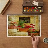 Saksılardaki Renkli Çiçekler Tasarımı 240 Parça Ahşap Puzzle Ahşap Kutuda MP01160